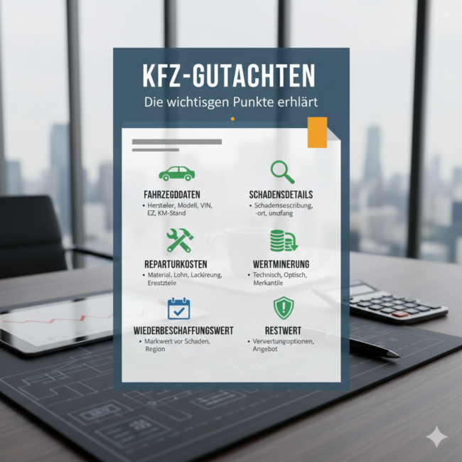 Übersicht zu allen wichtigen Punkten rund um das Thema Unfallgutachten